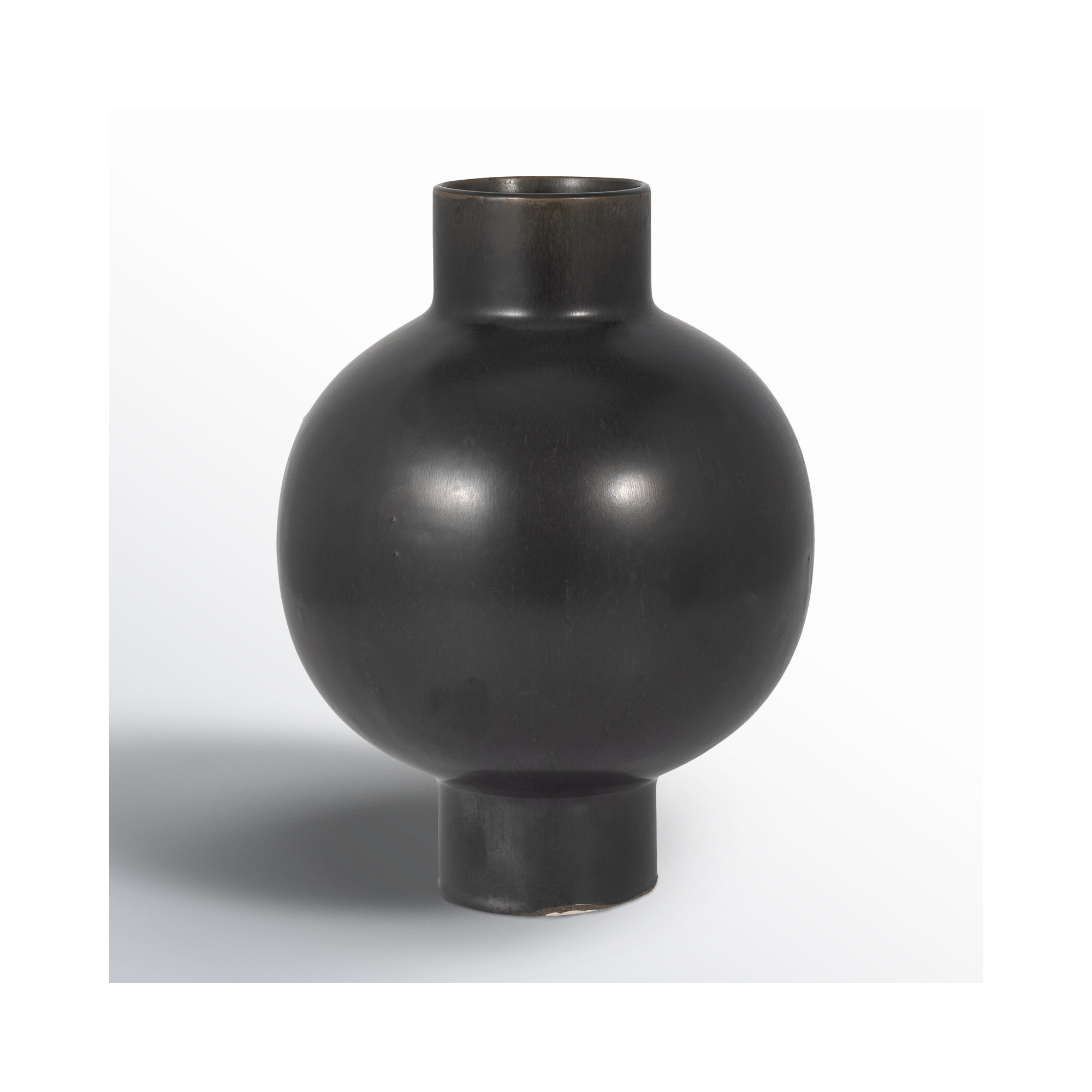 Neutral Round Modern Ceramic Bubble Vase, Gray, 11" H x 8" W x 8" D