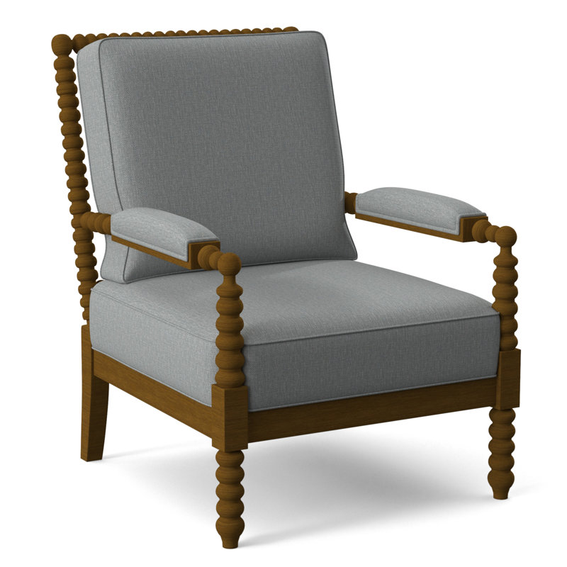 Jamilla Armchair, Light Blue Performance Fabric; 0851-55, Havana Finish