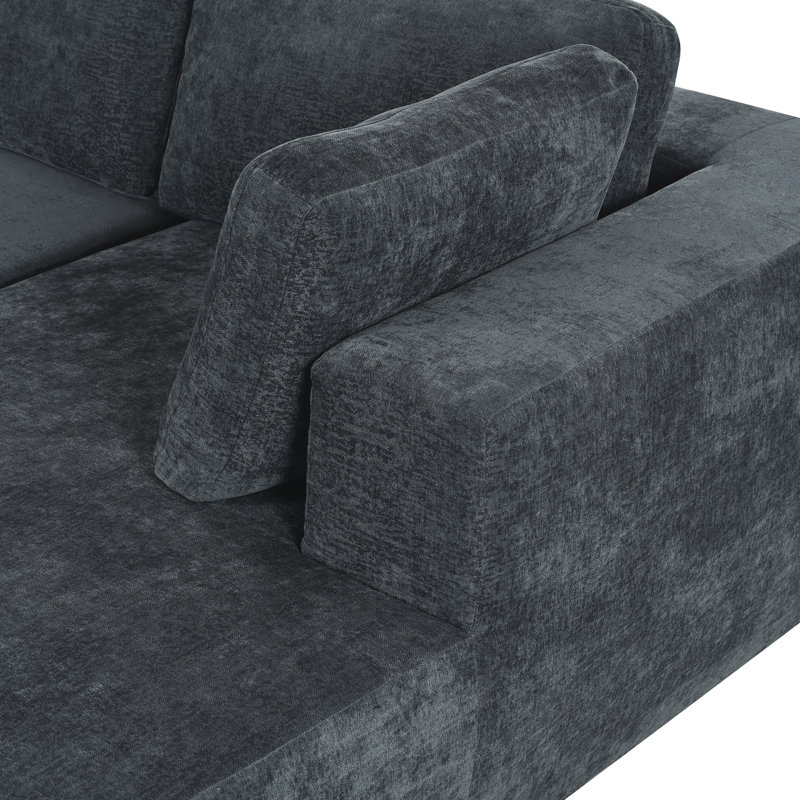 Modern Large Modular Sectional Sofa, Gray Cotton