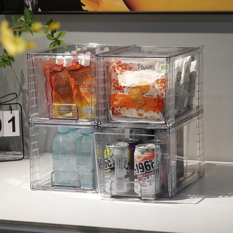 Ensemble de 4 grands tiroirs de rangement de cuisine empilables