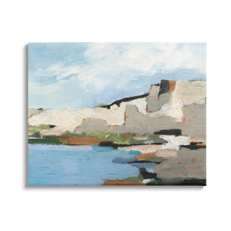 «Seaside Cliff», art abstrait numérique par estampe par Ethan Harper, H 16 po x l 20 po x P 1,5 po, Toile tendue