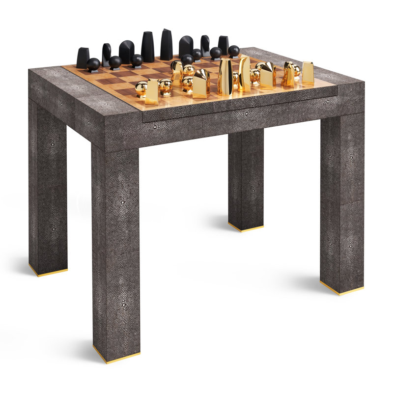 Shagreen Chess Side Table, Brown