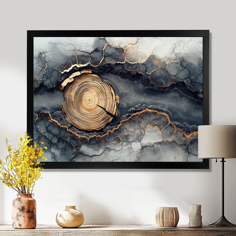 «Winter Dam River of Wood Slide and Crystal III», art mural, Cadre simple, Noir, H 12 po x l 20 po
