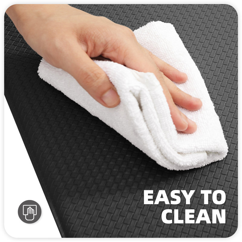 Vyolette Memory Foam Ant-Fatigue Non-Skid Kitchen Mat, Black