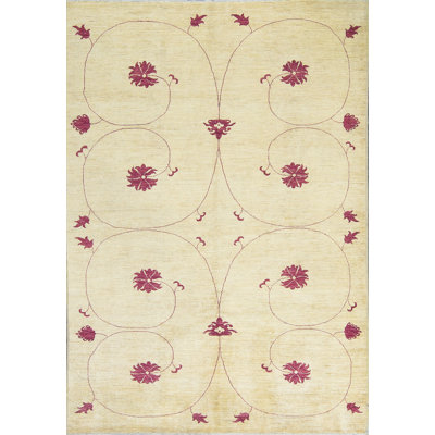 Hand-Knotted High-Quality Red and Ivory Area Rug