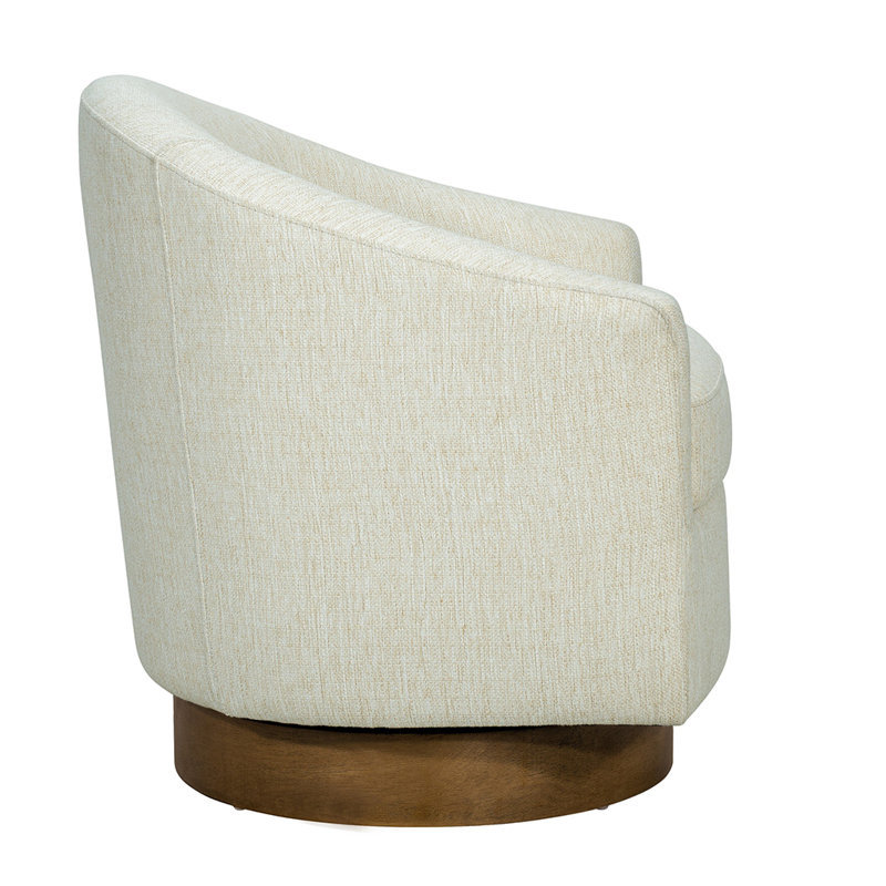 Cream Barrel Swivel Chair with Manufactured Wood Base