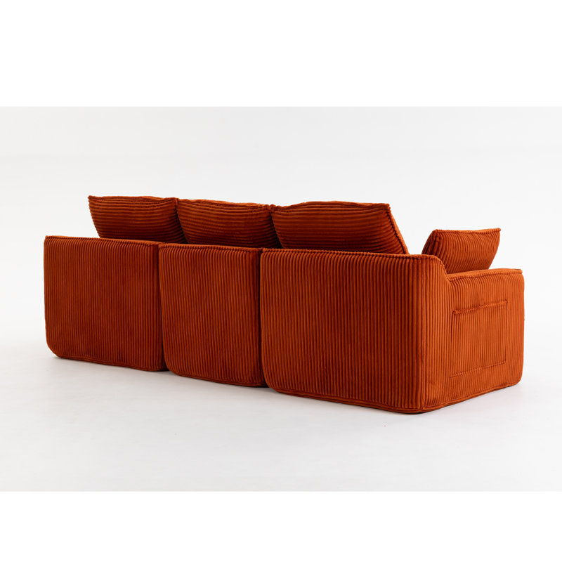 104'' Reversible Upholstered L-Shape Sectional Sofa, Orange