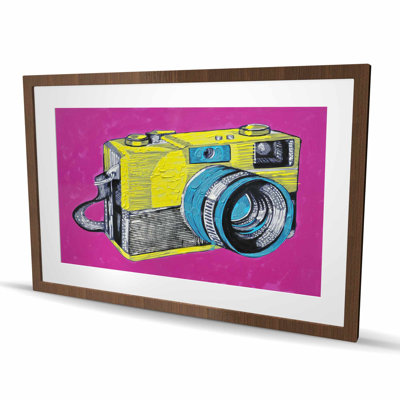 Appareil photo rétro coloré - impression encadrée Pop Art pour la décoration intérieure