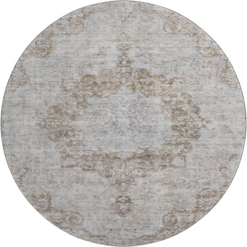 Premium Machine Washable Barry AMF1238 Global Rug, Round 8'