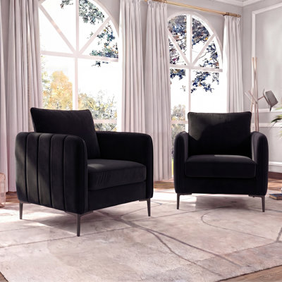 Ensemble de 2 chaises rembourrées en velours moderne - ensemble de chaises (design assorti, coussin d'assise moelleux), convenant au salon (design assorti, coussin d'assise moelleux)