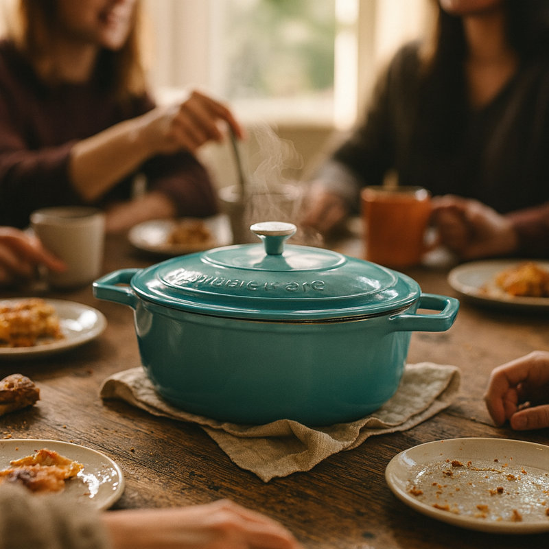 Argon Tableware - Oval Cast Iron Casserole Dishes - 4.68L - Pack of 2, Teal