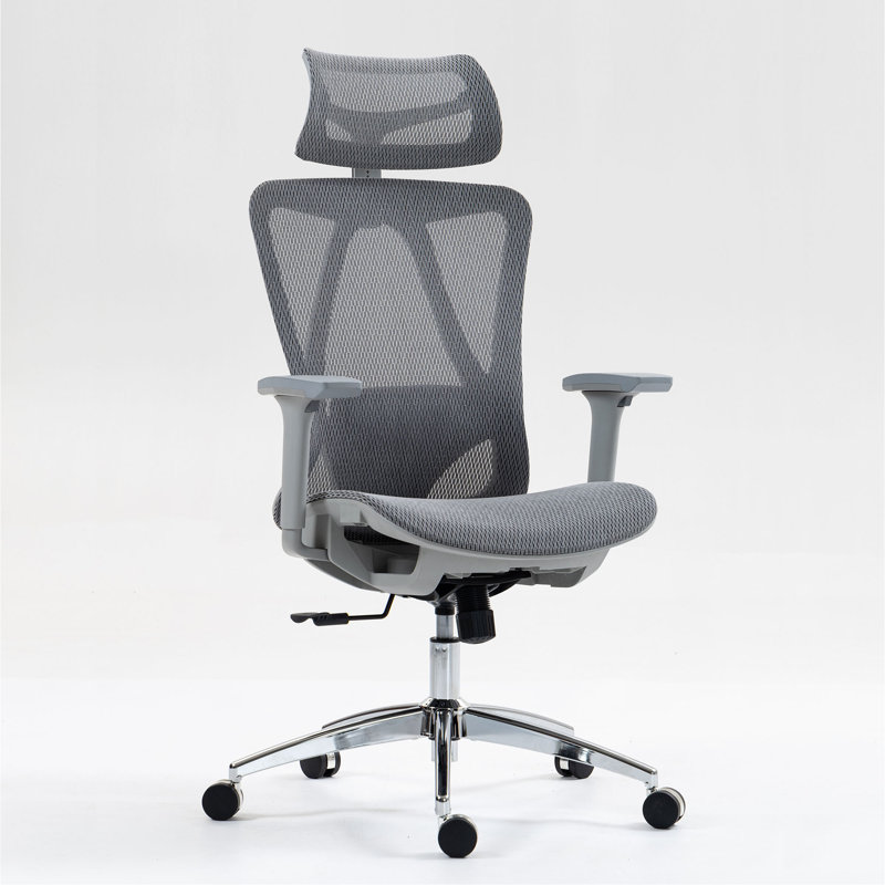 Chaise de bureau en filet à haut dossier, Gris, Argent