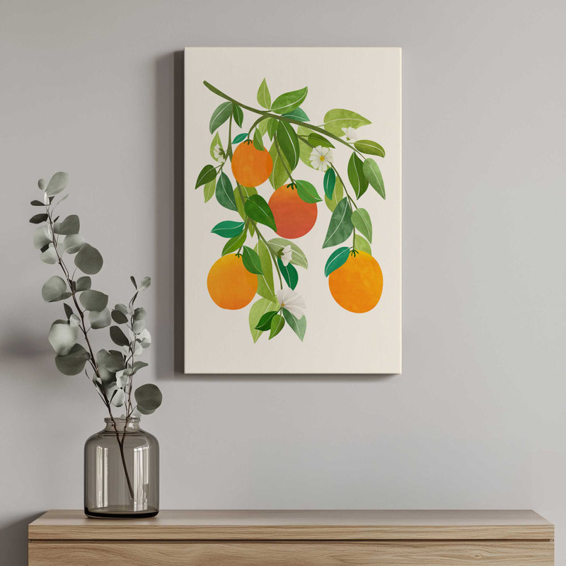 «Oranges and Blossoms II Tropical Fruit» par Modern Tropical, reproduction d'art, H 24 po x l 18 po, Toile tendue