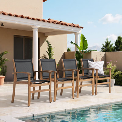 Chaises de salle à manger d'extérieur en bois d'acacia Patankar