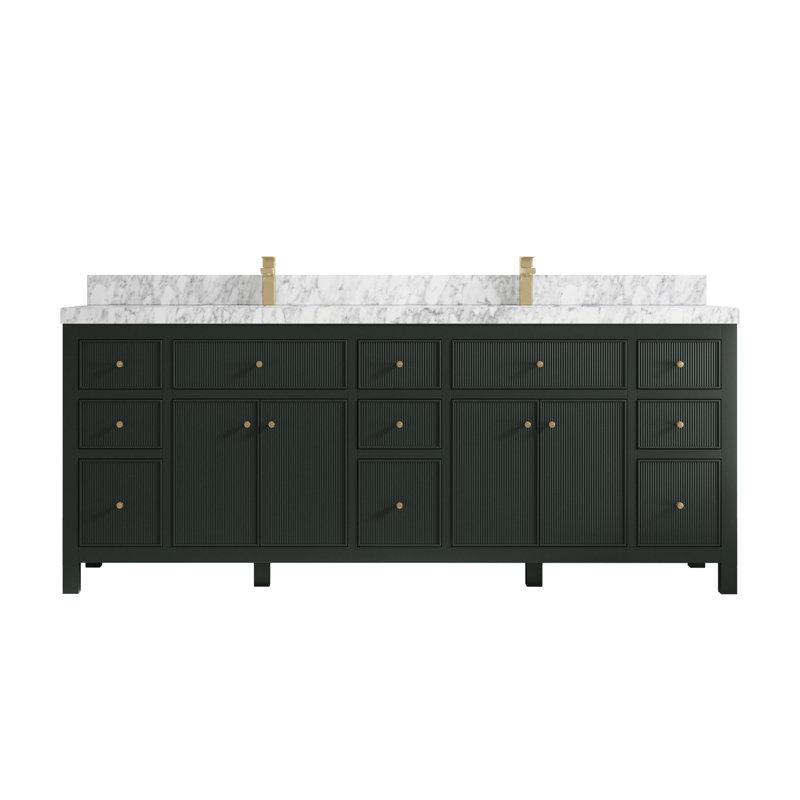 84'' Double Bathroom Vanity with Marble Top