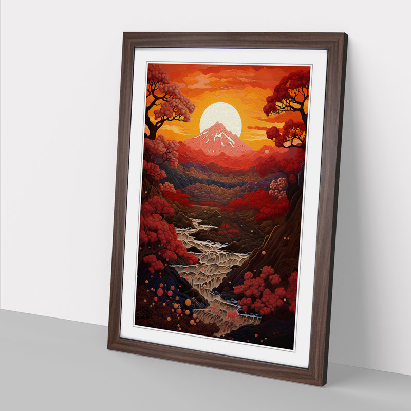 Japanese Sunset Orphism No.2 - Framed Print, Walnut Framed, 34cm H x 25cm W x 2cm D