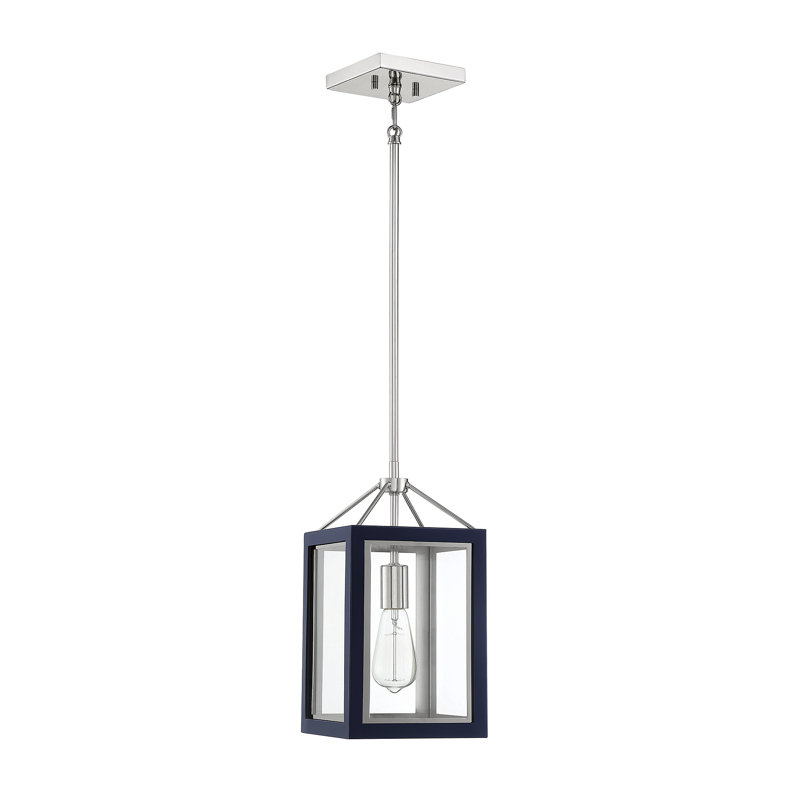 Luminaire suspendu rectangulaire 1 lumière Kentin, Bleu marine