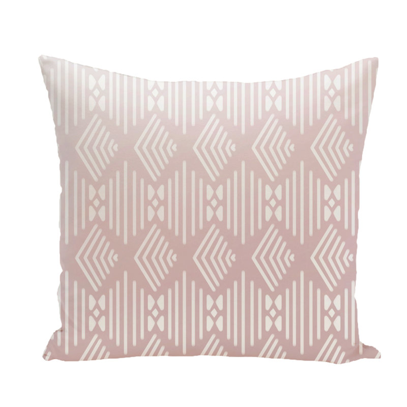 Housse et insert de coussin carré Fishbones, H 16 po x l 16 po x P 1 po, Rose