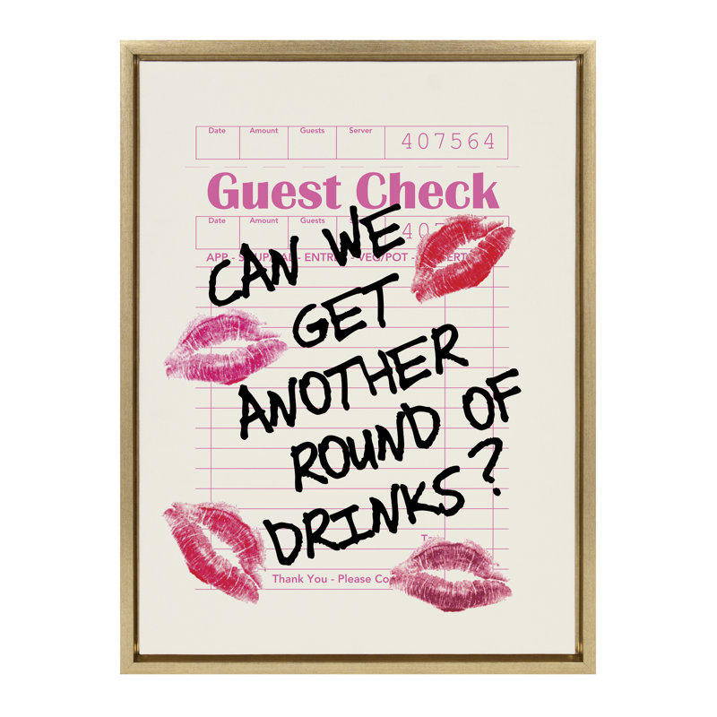 «Autre Round Round Check» par Alli Standefer, reproduction d'art sur toile encadrée, Or vif