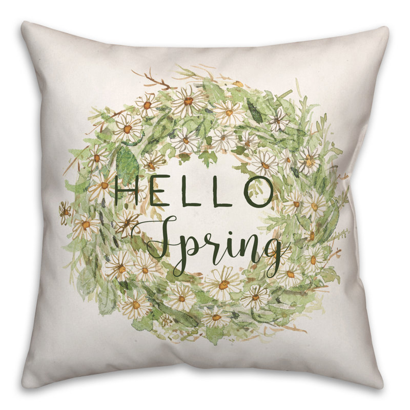 Hello Spring Daisy Throw Pillow