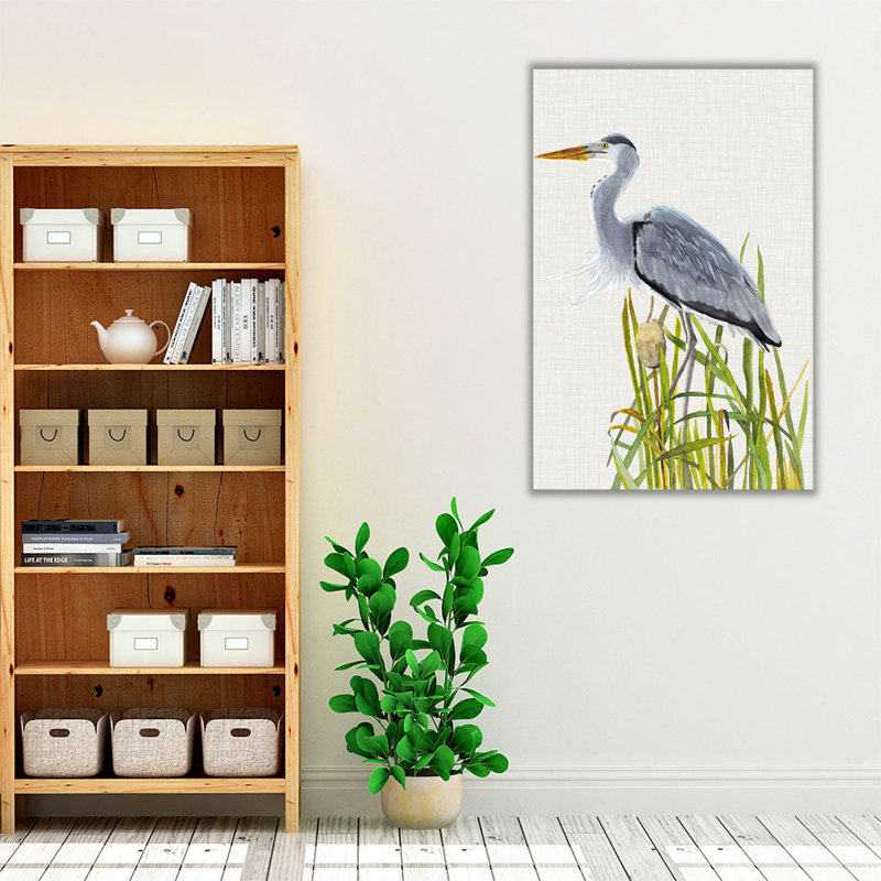 «Waterbirds and Cattails II», reproduction d'art sur toile, H 30 po x l 20 po