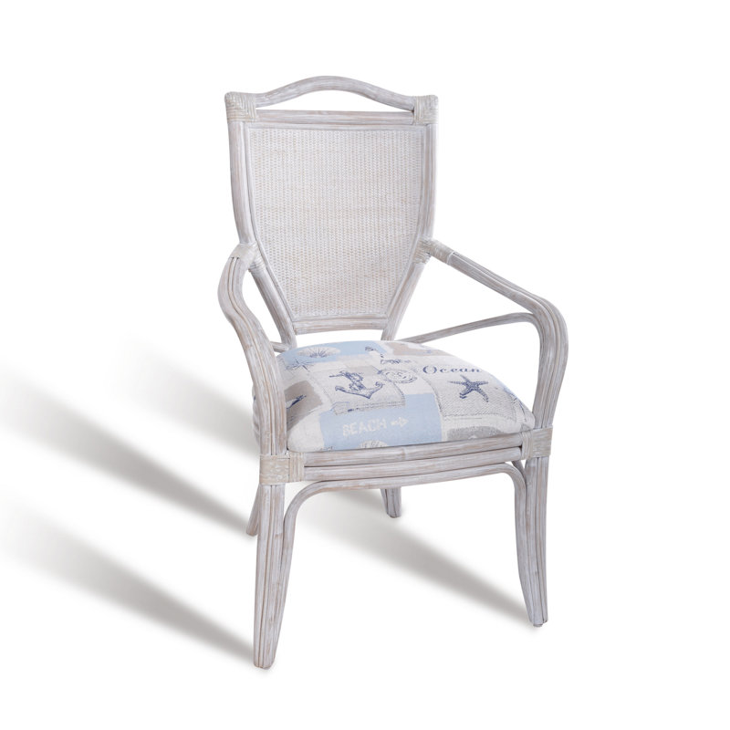 Damontrio 19'' H Upholstered Armchair, Gulls Point Sky, Rustic Driftwood