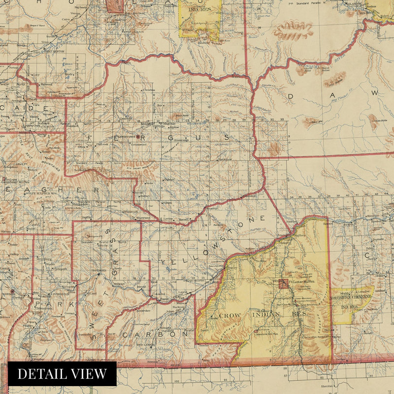 1897 Montana Map, affiche sur papier, H 24 po x l 36 po x P 0,01 po