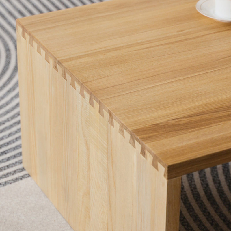 Burlywood Solid Wood Rectangular Coffee Table