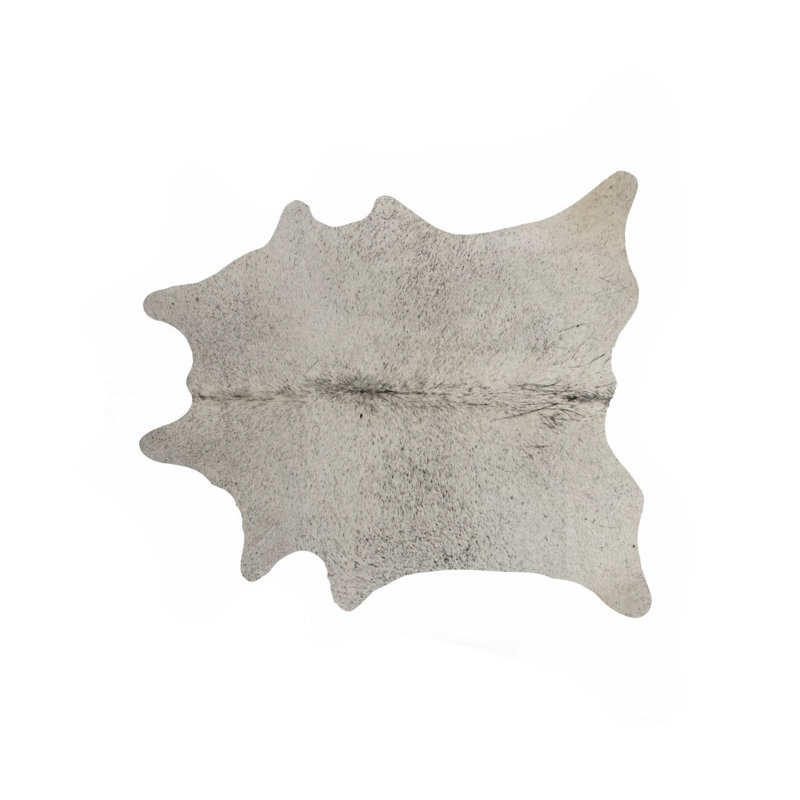 Tapis en cuir de vache gris clair noué à la main 5 pi x 7 pi