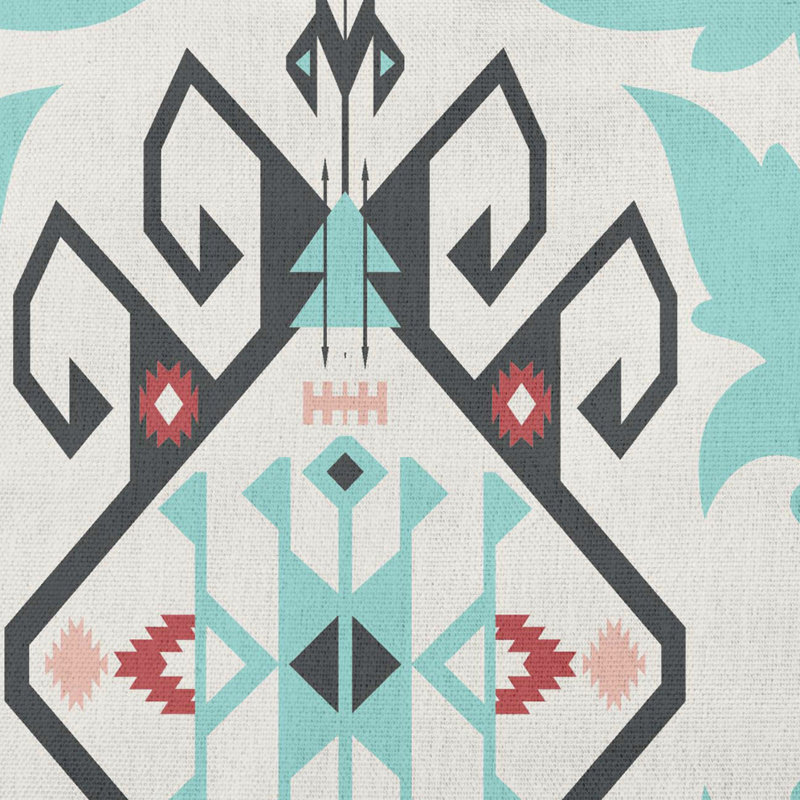 Ikat Reversible Throw Pillow, Grey/Light Blue