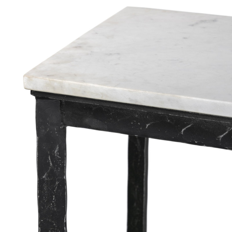 HAMMERED IRON 78'' W Marble Console Table