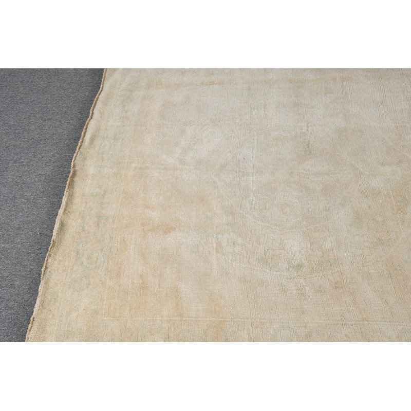 Grand tapis turc Oushak rétro idéal pour les chambres à coucher et les salles à manger élégantes Beige