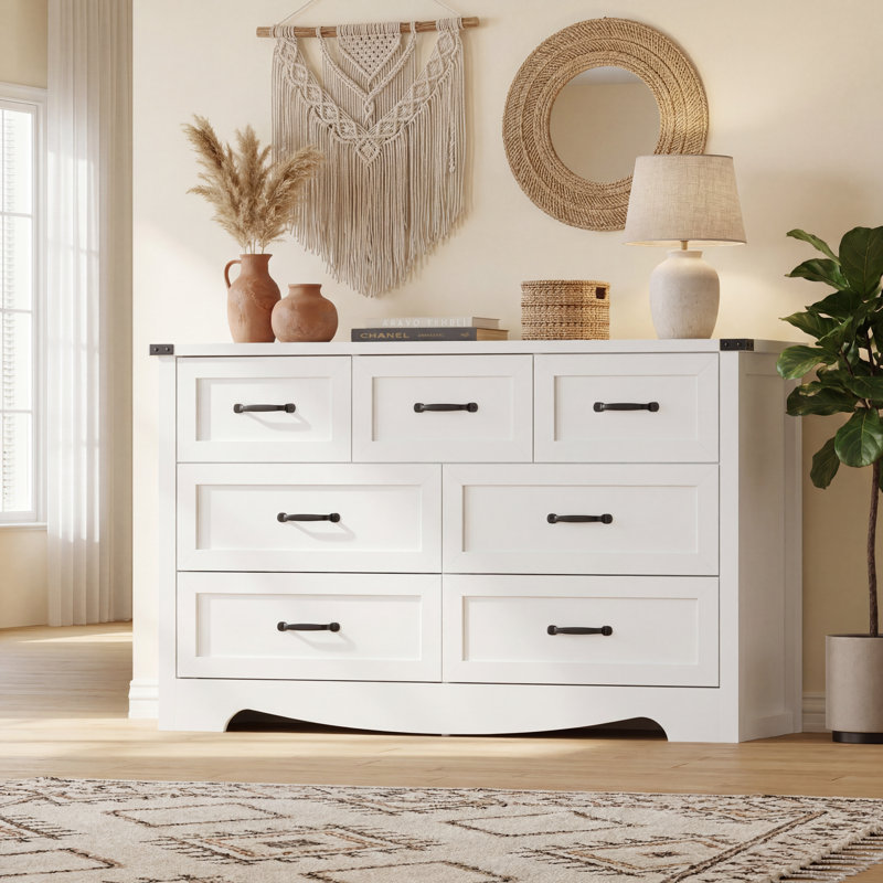 Commode 7 tiroirs Rustic, Blanc