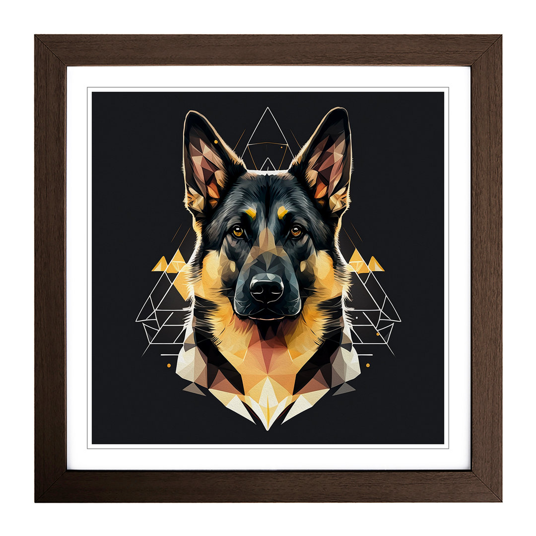 German Shepherd Geometric - Framed Print