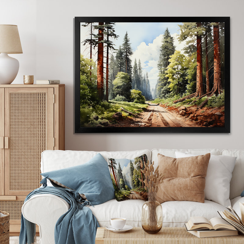 «USA Redwood Cathedral Forest», reproduction d'art sur toile, Cadre simple noir, H 24 po x l 32 po x P 1 po