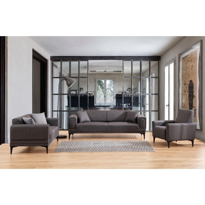 Canapé-lit polyvalent à 3 places, gris foncé, 90,6 po x 37,4 po x 30,3 po | Structure en bois de hêtre durable et en carton, tissu 100% polyester | Mécanisme de dossier pivotant, facile à nettoyer | Parfait pour les petits espaces et les chambres d'amis