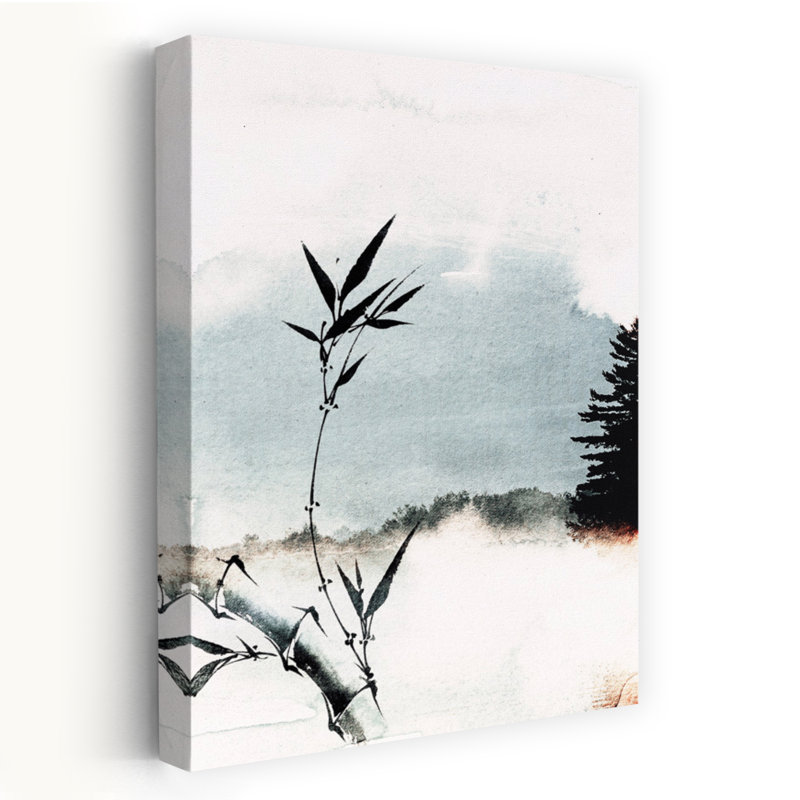 Art contemporain, paysage contemporain minimaliste serein, bambou, paysage naturel, H 18 po x l 12 po