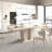 Rectangular extendable dining table, suitable for 6-10 people, with veined travertine pattern, dimensions 160-200 cm, simple and elegant.