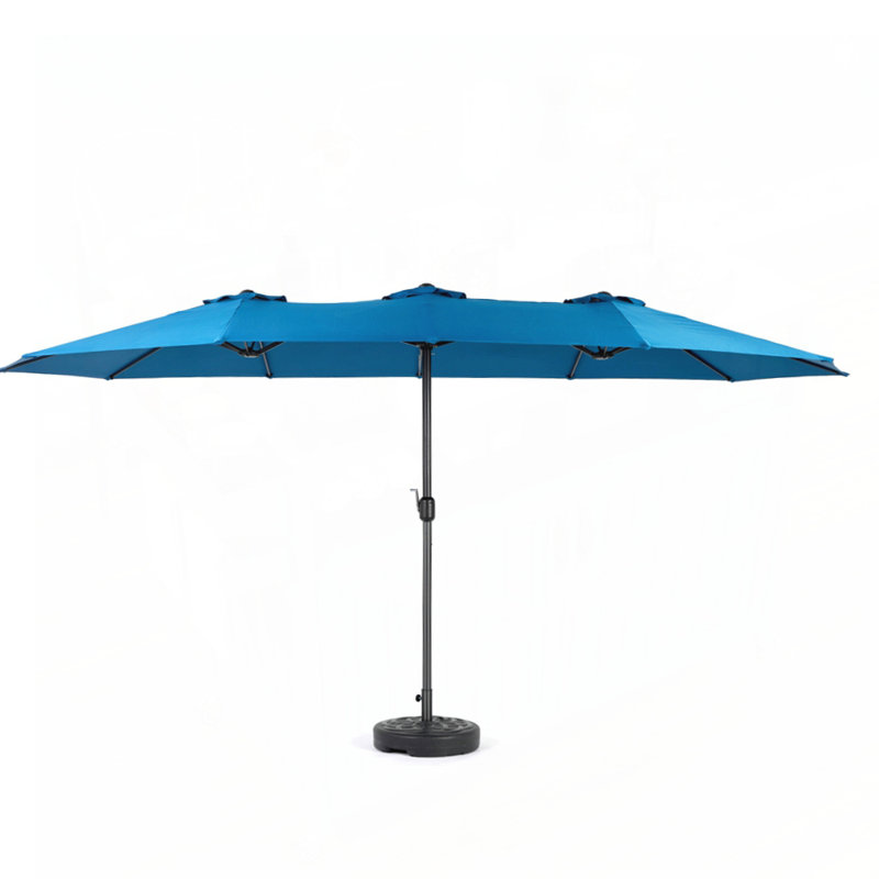 Grand parasol rectangulaire double 14,8 pi avec manivelle, Bleu très foncé