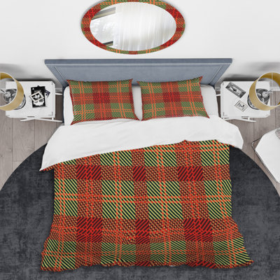 Green/Red Microfiber 3 Piece Duvet Cover Set