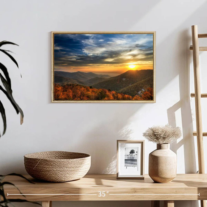 Shenandoah Sundown, 19 po x 13 po, Cadre flottant en bois naturel