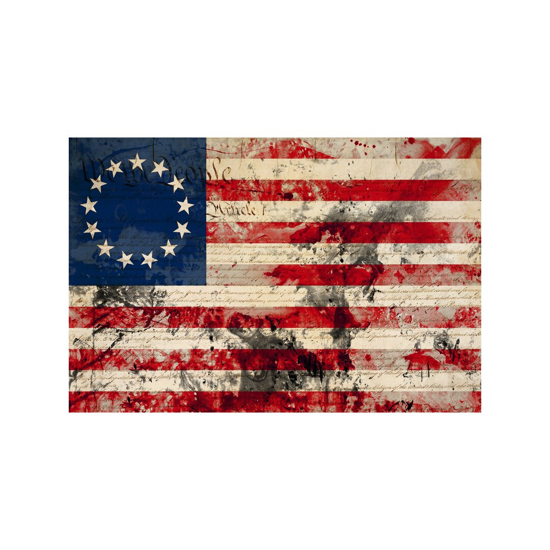 USA "Betsy Ross" Flagge mit Verfassungshintergrund I' Graphic Art on Wrapped Canvas