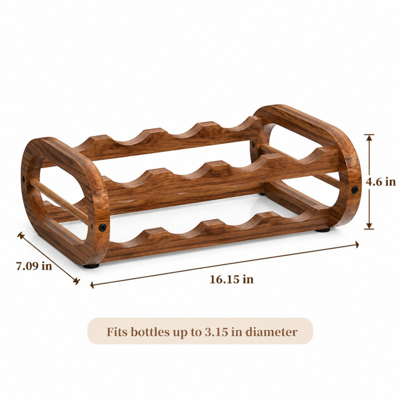Support à 2 niveaux pour bouteilles de vin et d'eau, organisateur réglable en bois d'acacia