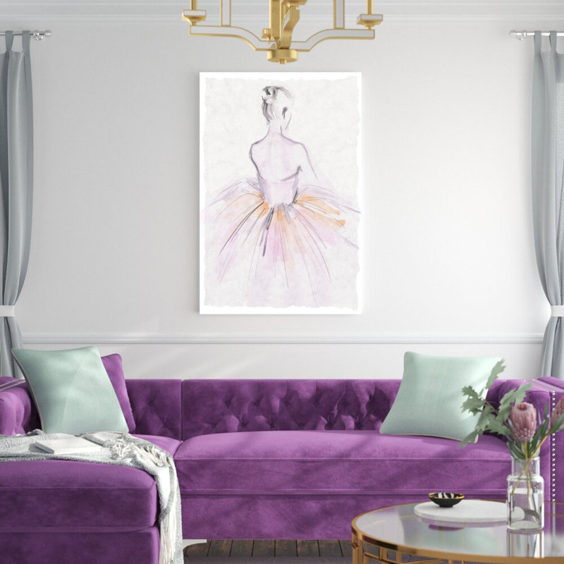 «Watercolor Ballerina II» par Jennifer Paxton Parker - reproduction d'art sur toile tendue, H 48 po x l 32 po
