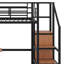 Lit mezzanine en métal avec bureau et grille en métal, avec garde-robe