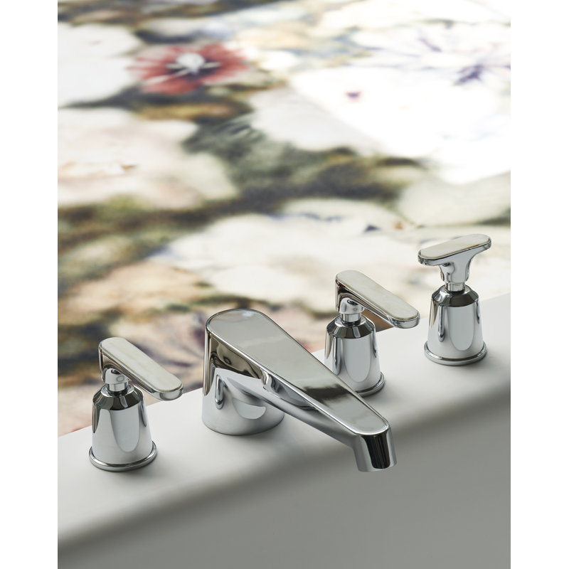Twenties Widespread Bathroom Faucet, Polished Nickel