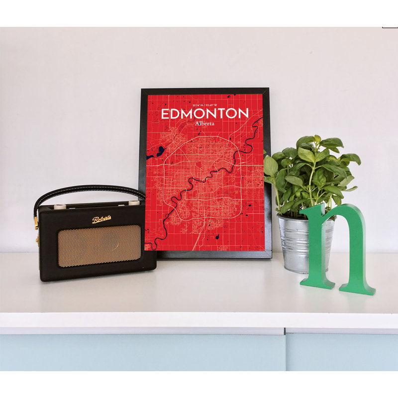 « edmonton city map », reproduction d’impression sur affiche, H 27,6 po x l 19,7 po