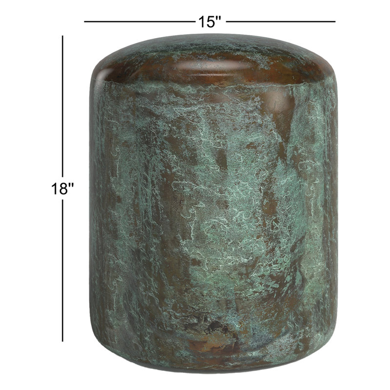 Kiersten Steel Top End Table, Green Patina