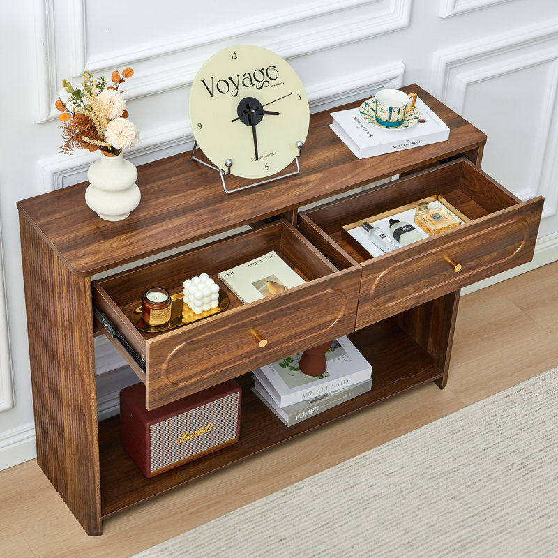 43.3'' Console Table With 2 Drawers, Walnut