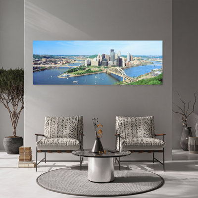 Daytime Skyline With The Delaware River, Pittsburgh, Pennsylvania, Usa Abstract Contemporary City Wall Art